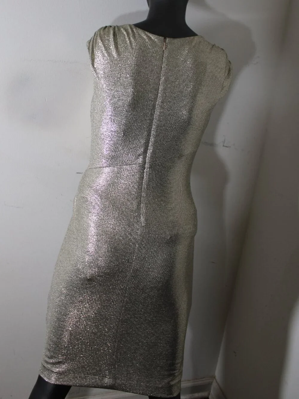 Lauren Ralph Lauren Gold Metallic Ruched Evening Gown Dress - Size 6